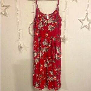 Xhilaration Floral Vibrant Pink Casual Midi Dress